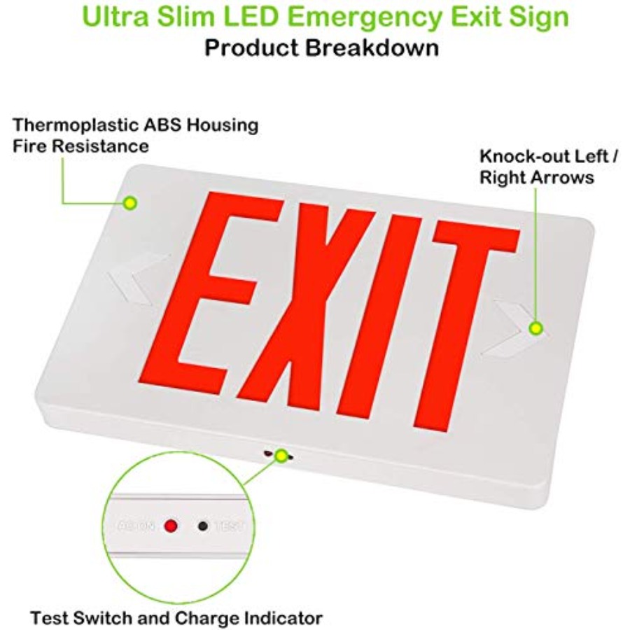 Ultra Slim LED Exit Sign, Red  - Emergency Exit Sign 리뷰 및 가격