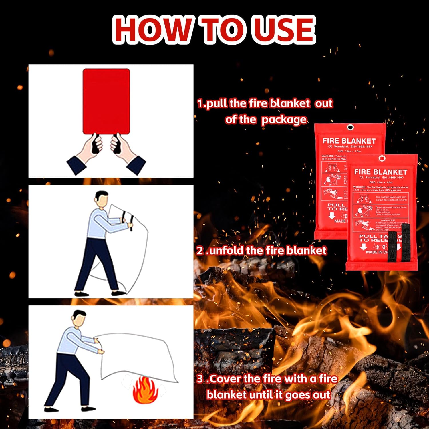 12 Pack Fire Blankets 39x39 In - Fire Blanket Kitchen 리뷰 및 가격