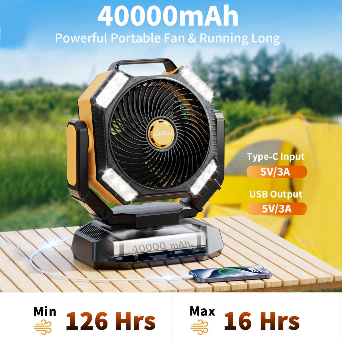 coldSky  Camping Fan, Battery  - Power Outage Light 리뷰 및 가격